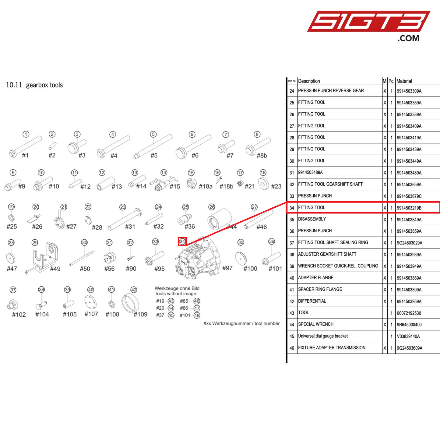 FITTING TOOL - 9914503219B [PORSCHE 911 GT3 R Type 991 (GEN 2)]