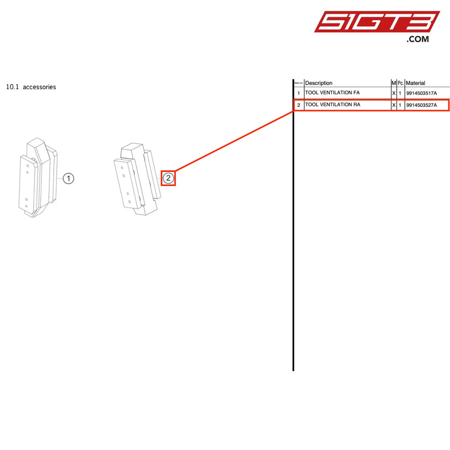 TOOL VENTILATION RA - 9914503527A [PORSCHE 991.1 GT3 R]