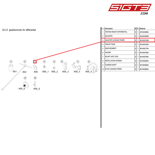 ADJUSTER LOCKING POWER - 9914503749B [PORSCHE 991.2 GT3 R]