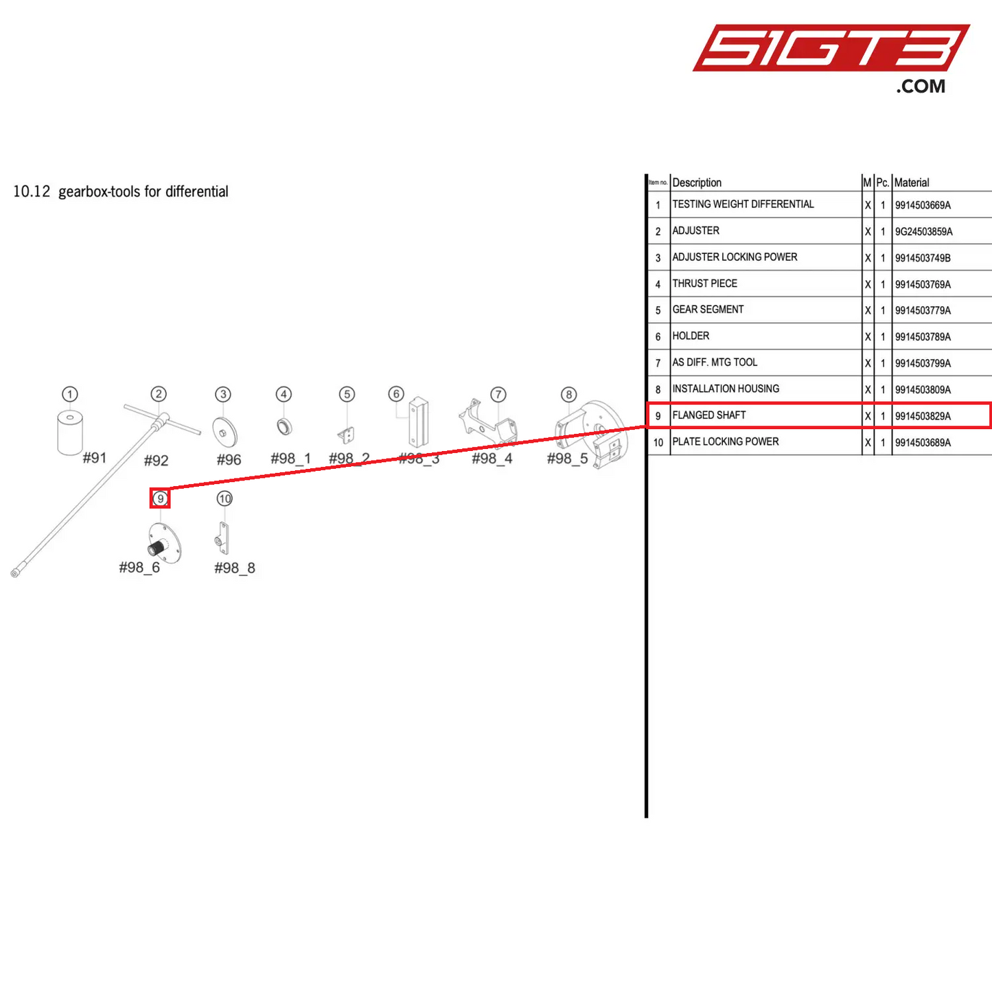 FLANGED SHAFT - 9914503829A [PORSCHE 991.2 GT3 R]