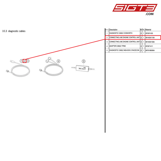 CONNECTING LINE ENGINE CONTROL UNIT - 9914504118A [PORSCHE 991.2 GT3 R]