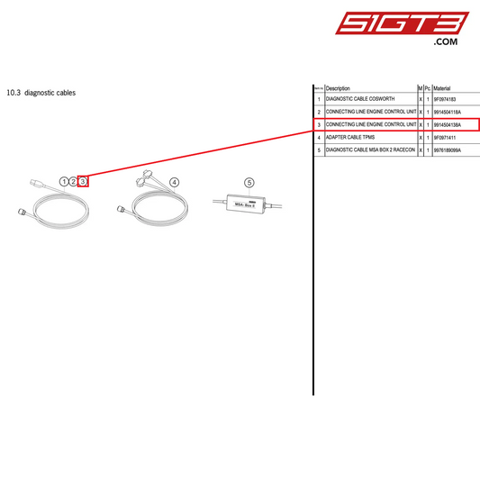 CONNECTING LINE ENGINE CONTROL UNIT - 9914504138A [PORSCHE 991.2 GT3 R]