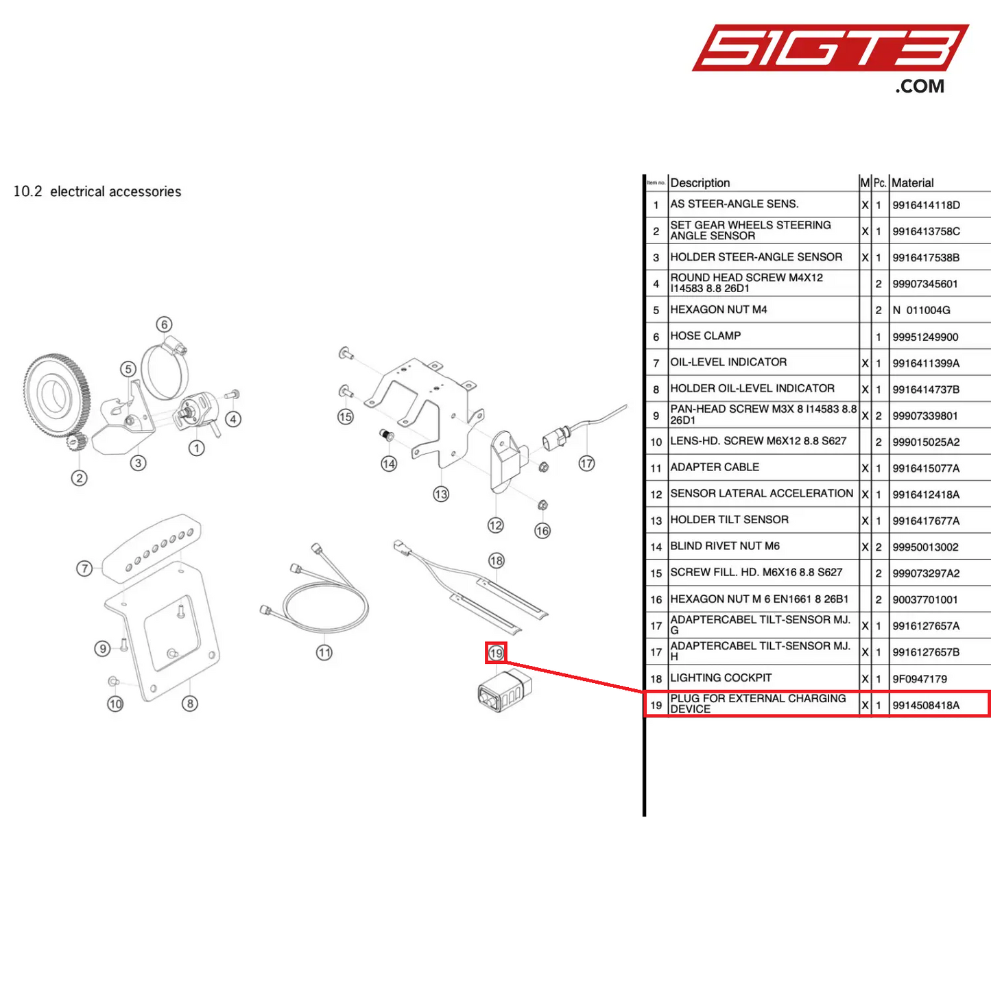 PLUG FOR EXTERNAL CHARGING DEVICE - 9914508418A [PORSCHE 991.1 GT3 R]