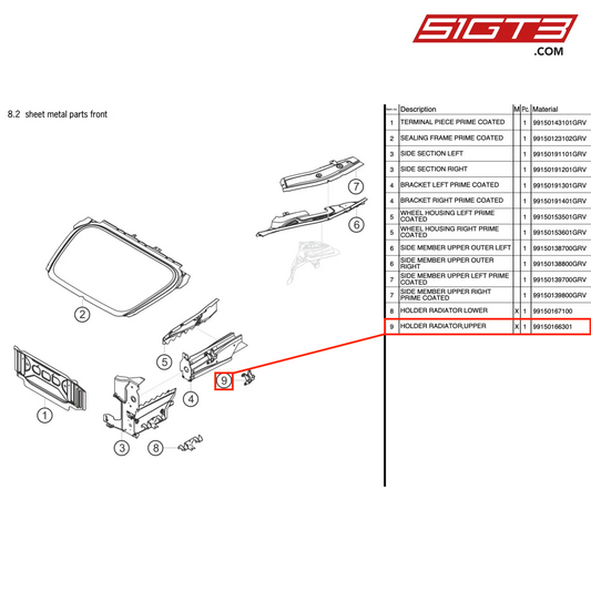 HOLDER RADIATOR,UPPER - 99150166301 [PORSCHE 991.2 GT3 Cup]