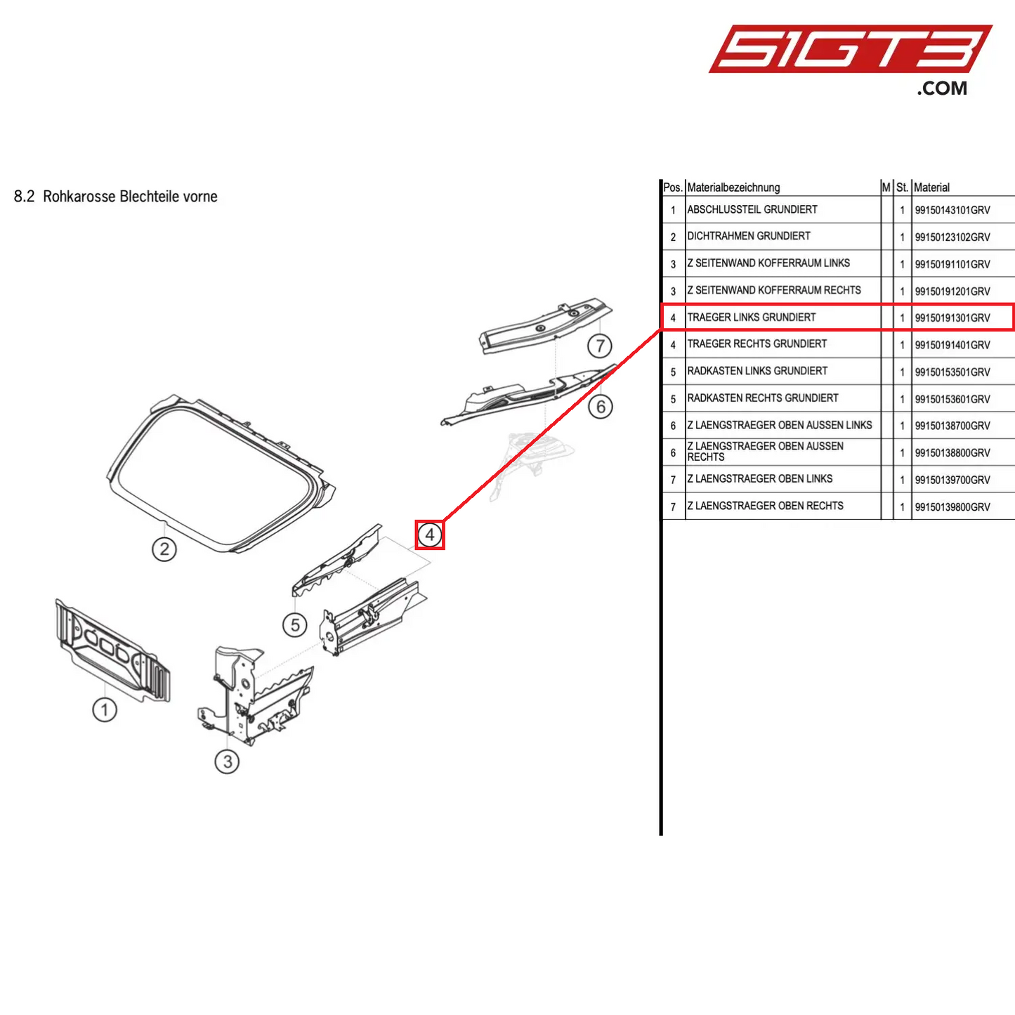 BRACKET LEFT PRIME COATED - 99150191301GRV [PORSCHE Cayman 981 GT4 Clubsport]