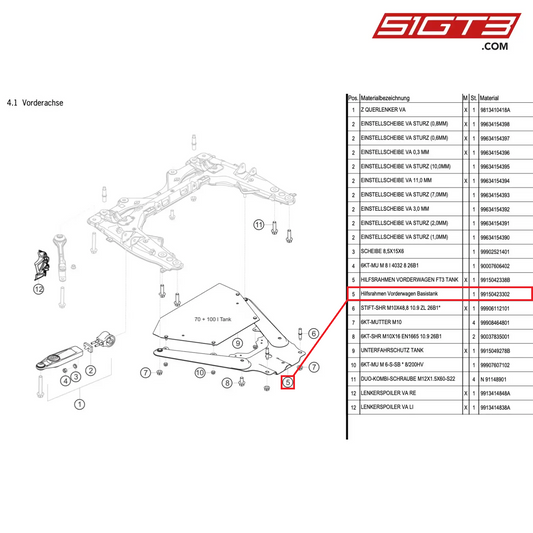 support frame front standard tank - 99150423302 [PORSCHE Cayman 981 GT4 Clubsport]