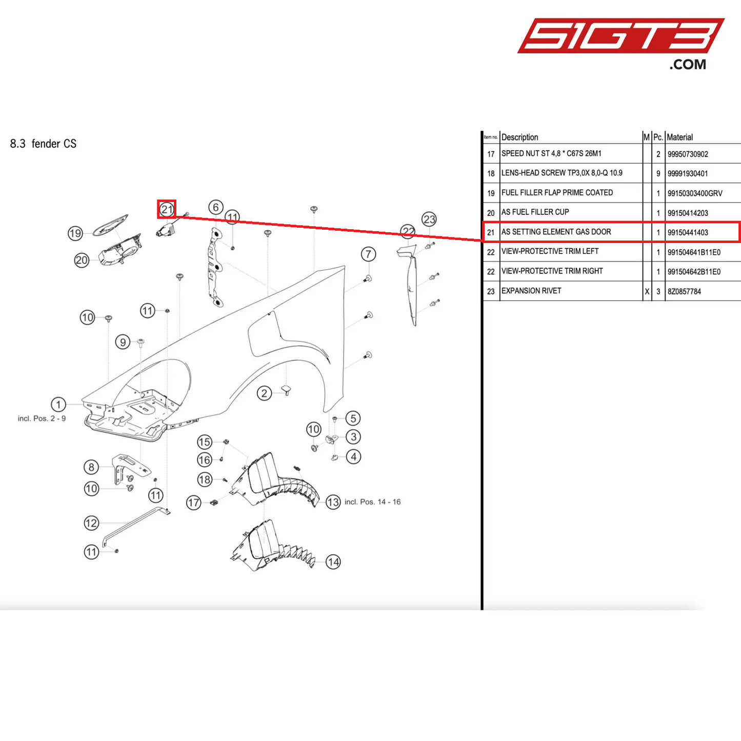 AS SETTING ELEMENT GAS DOOR - 99150441403 [PORSCHE 911 GT2 RS Clubsport]