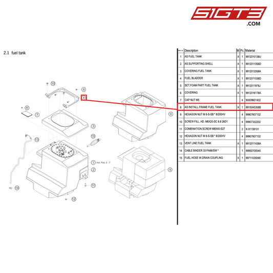 AS INSTALL.FRAME FUEL TANK - 9915045358B [PORSCHE 991.1 GT3 Cup (2017)]