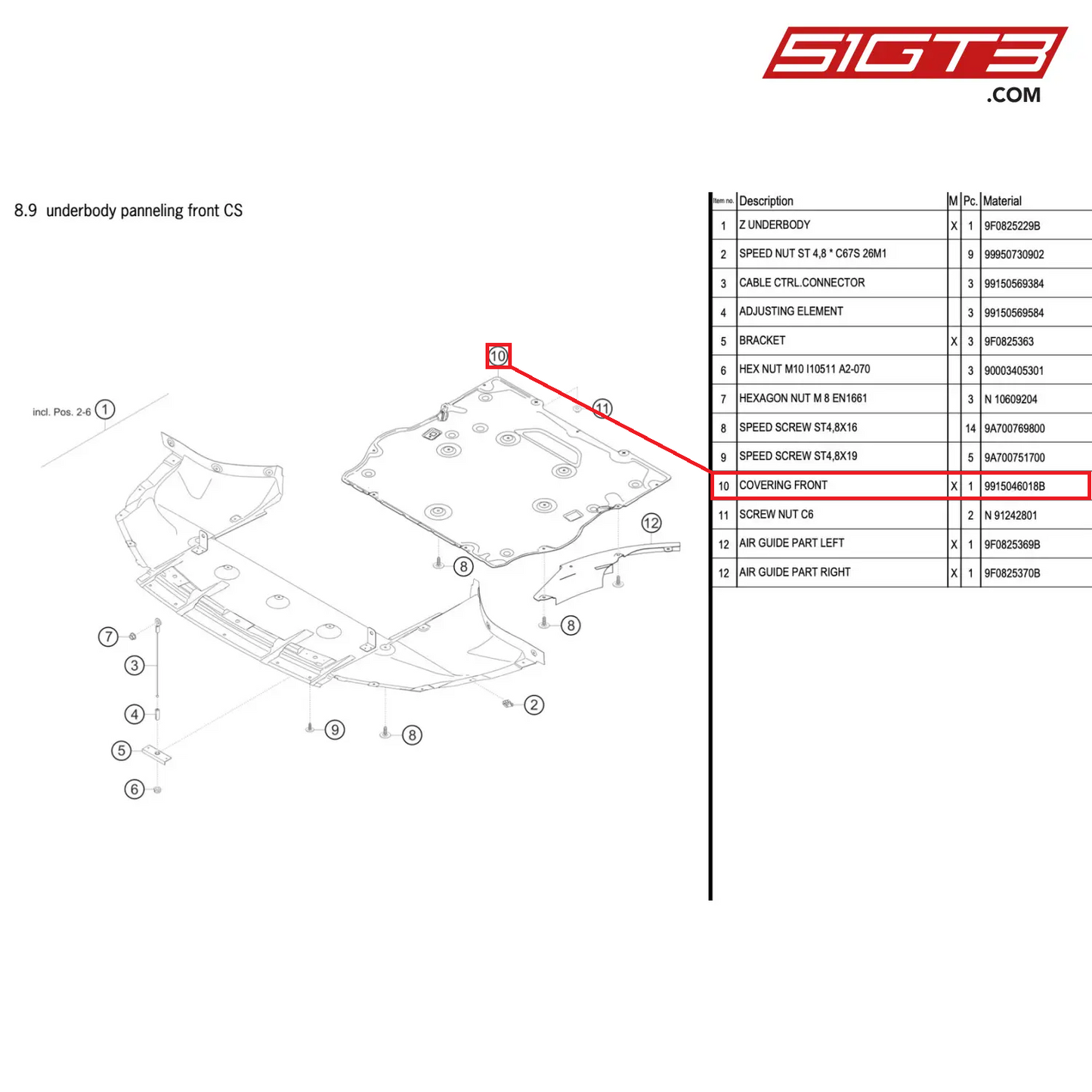 COVERING FRONT - 9915046018B [PORSCHE 911 GT2 RS Clubsport]