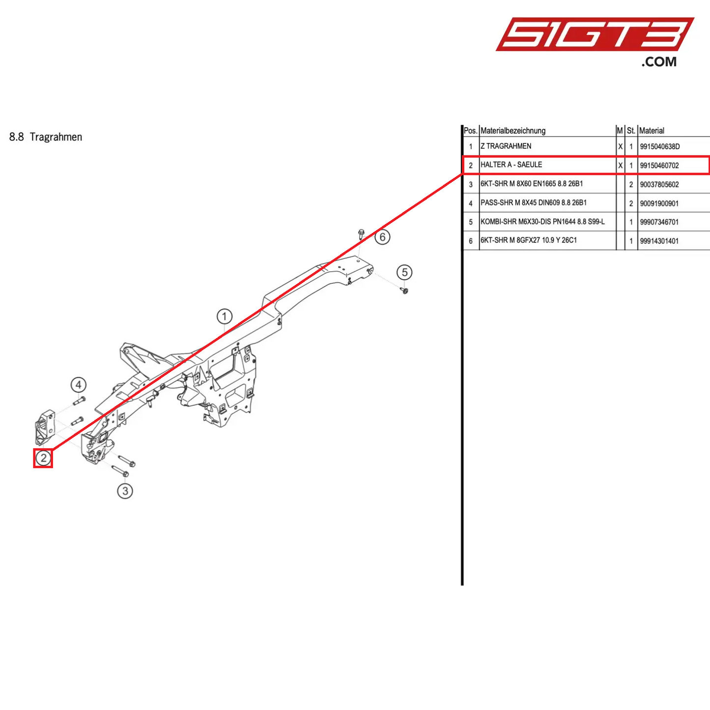 HOLDER A-PILLAR - 99150460702 [PORSCHE Cayman 981 GT4 Clubsport]