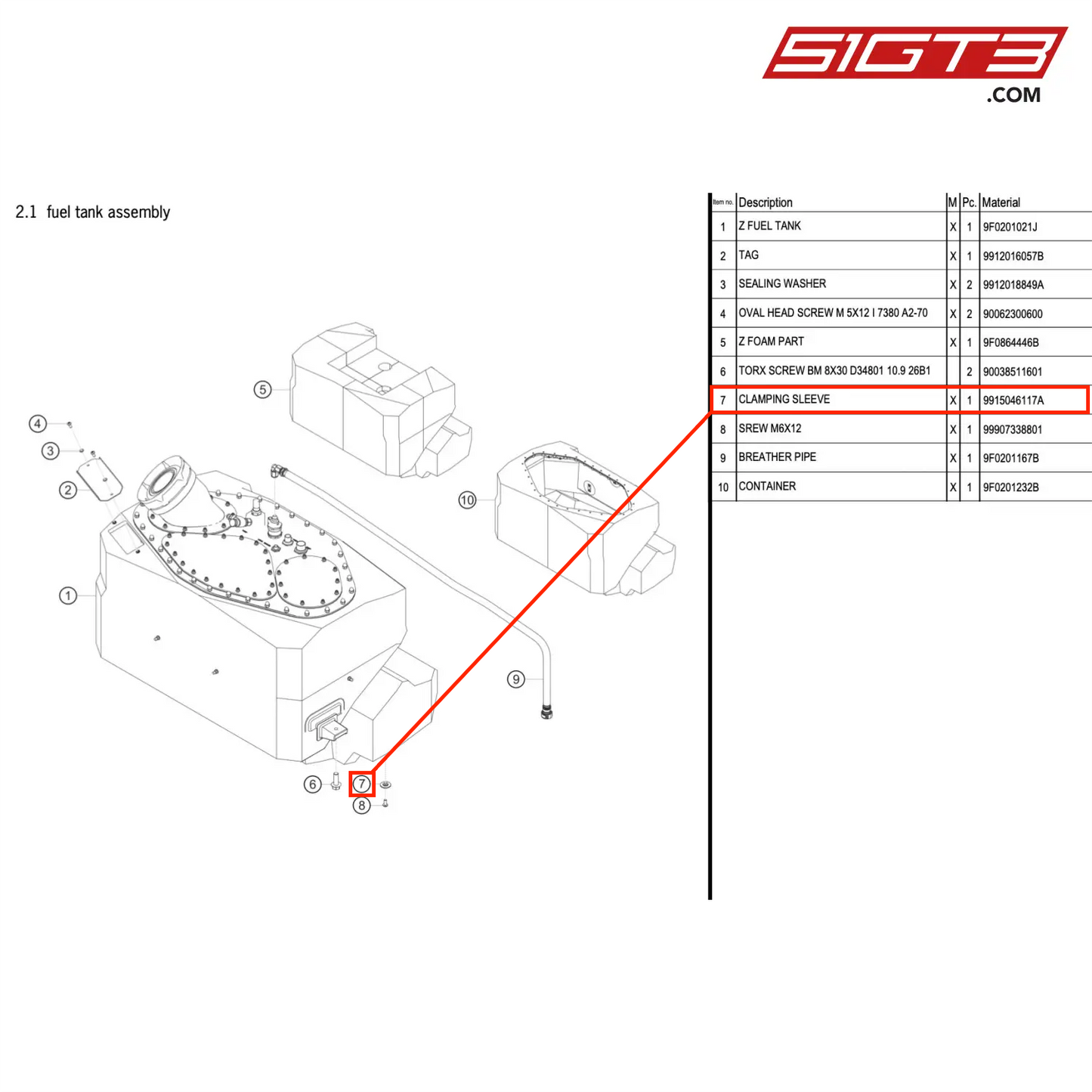 CLAMPING SLEEVE - 9915046117A [PORSCHE 911 GT3 R Type 991 (GEN 2)]