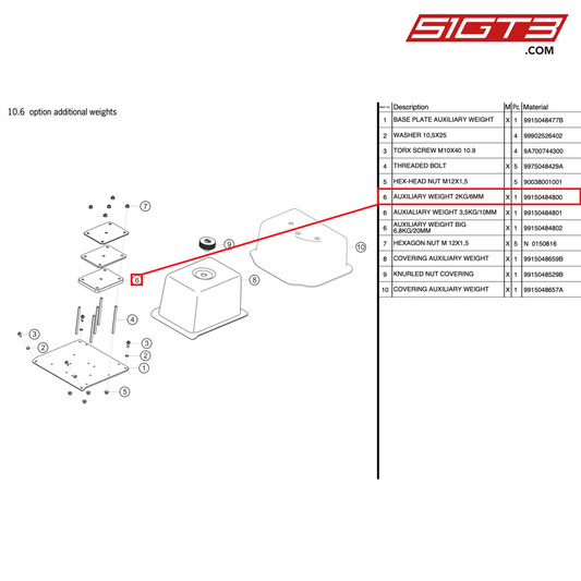AUXILIARY WEIGHT 2KG/6MM - 99150484800 [PORSCHE 991.2 GT3 Cup]