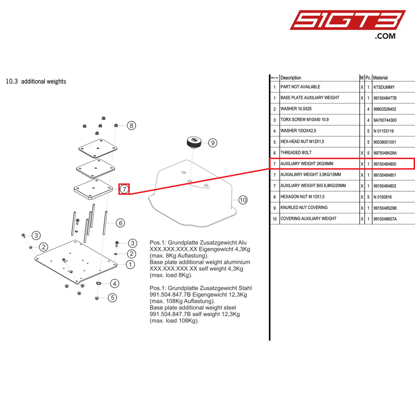 AUXILIARY WEIGHT 2KG/6MM - 99150484800 [PORSCHE 911 GT2 RS Clubsport]