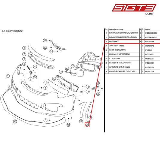 セパレーションエッジ - 9915053558A [ポルシェ 991.1 GT3 カップ]