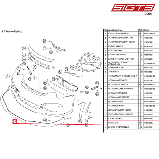 SPOILER LIP - 9915055578A [PORSCHE 991.1 GT3 Cup]