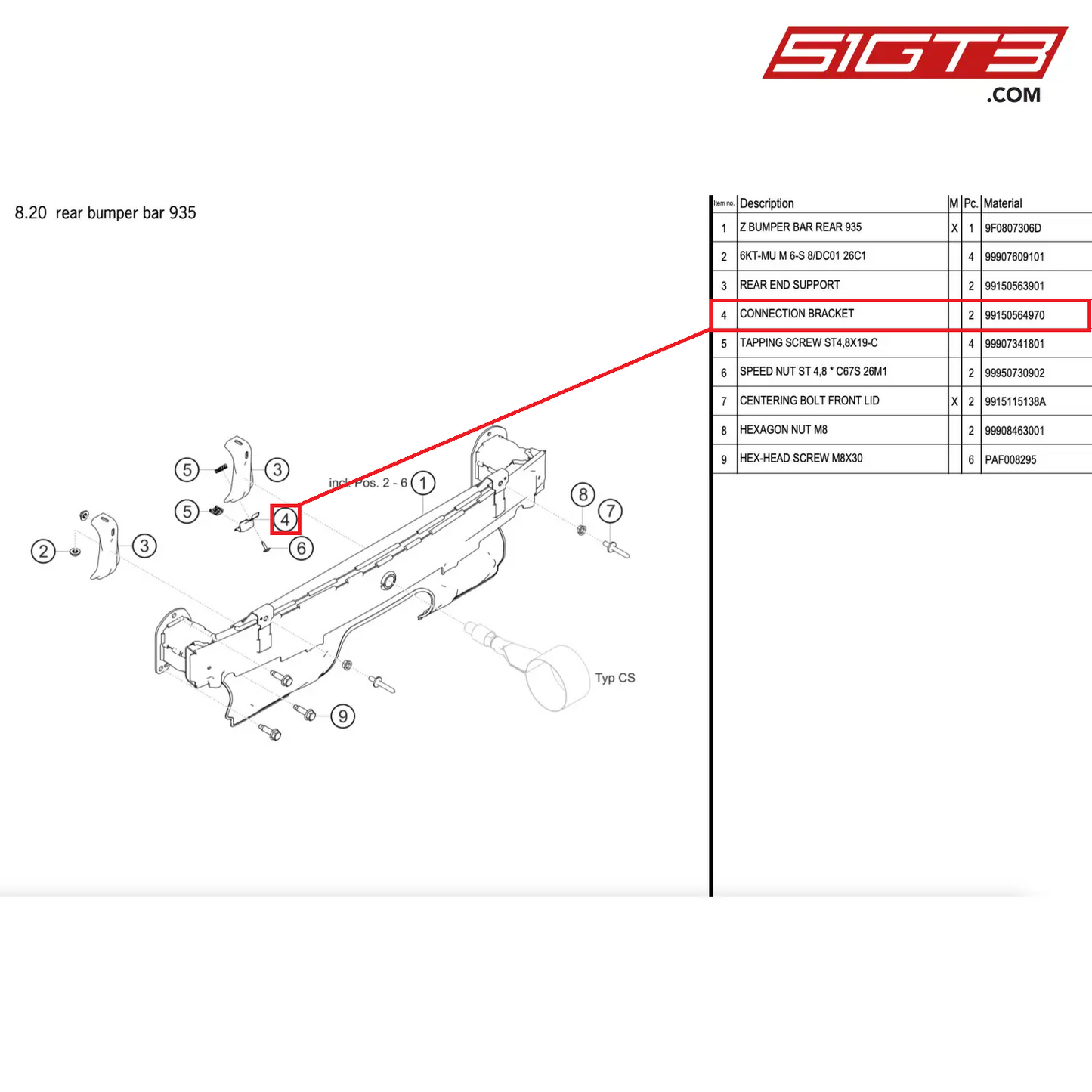 CONNECTION BRACKET - 99150564970 [PORSCHE 911 GT2 RS Clubsport]