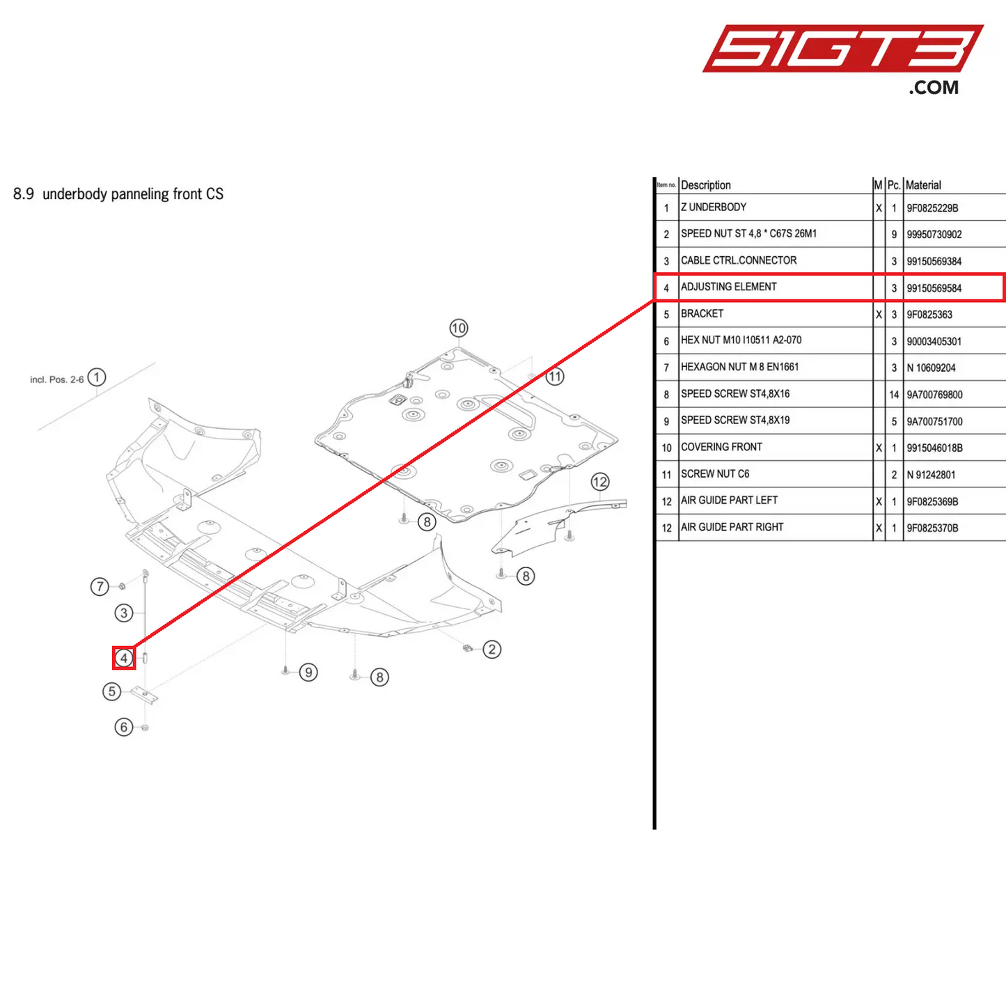 ADJUSTING ELEMENT - 99150569584 [PORSCHE 911 GT2 RS Clubsport]