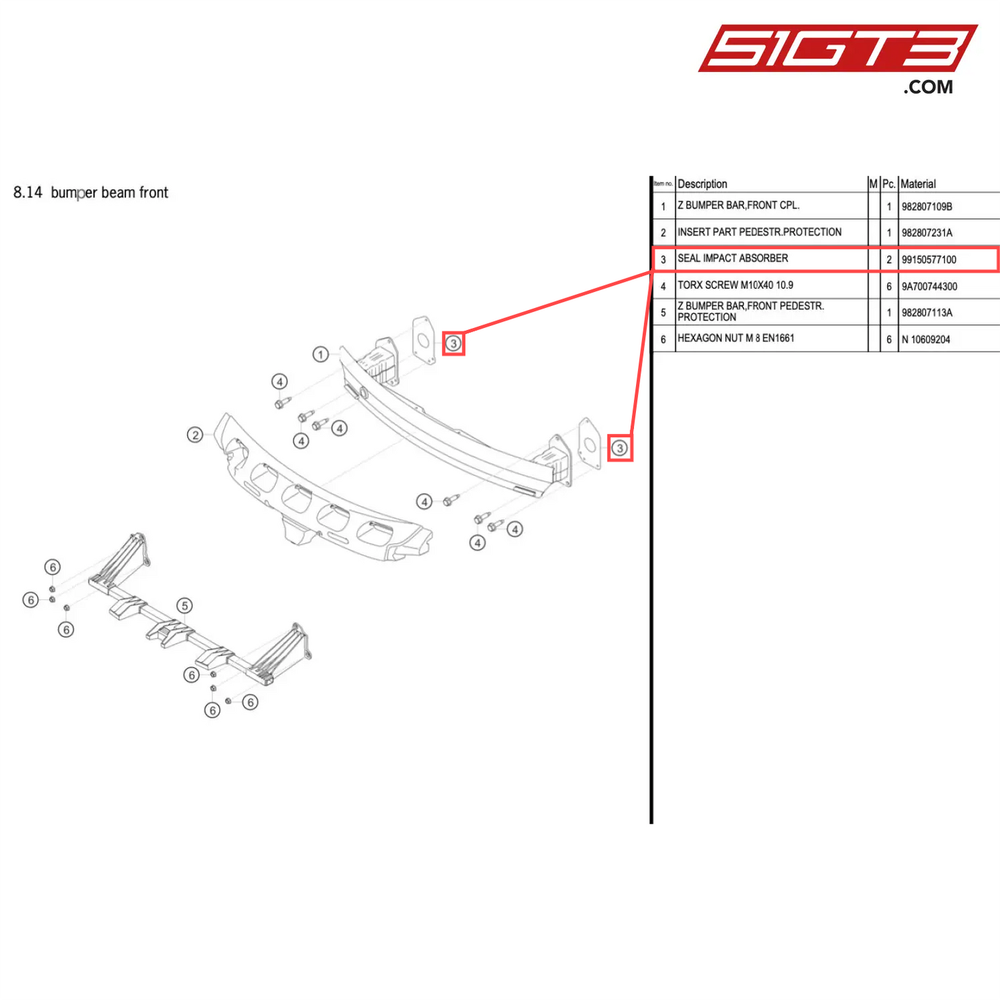 SEAL IMPACT ABSORBER - 99150577100 [PORSCHE 718 Cayman GT4 Clubsport]