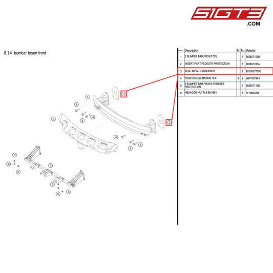 SEAL IMPACT ABSORBER - 99150577100 [PORSCHE 718 Cayman GT4 RS Clubsport]