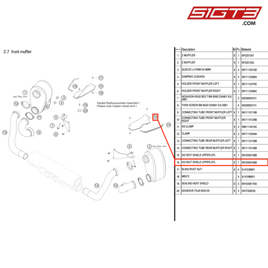 AS HEAT SHIELD UPPER,CPL. - 9915059168B [PORSCHE 991.1 GT3 Cup (2017)]