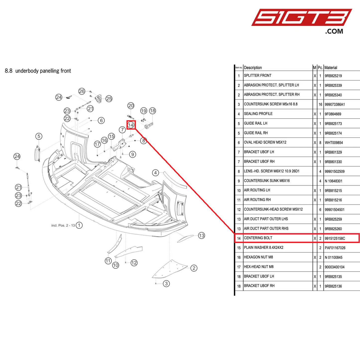 CENTERING BOLT - 9915125158C [PORSCHE 992.1 GT3 R]