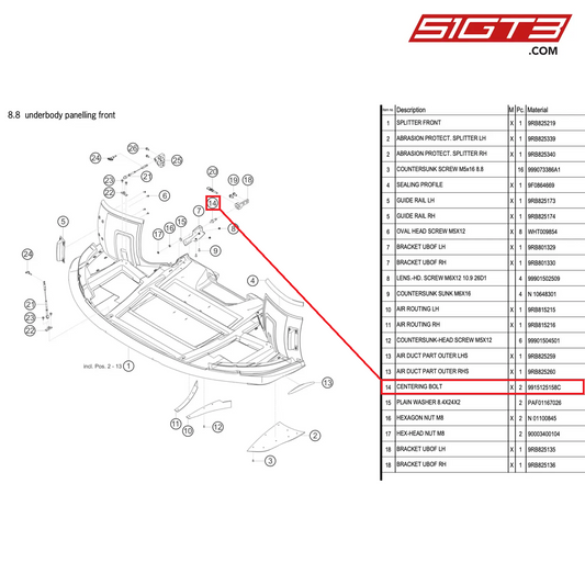 CENTERING BOLT - 9915125158C [PORSCHE 992.1 GT3 R]