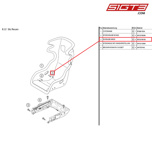 SCREW M8X25 - 9915218618A [PORSCHE Cayman 981 GT4 Clubsport]