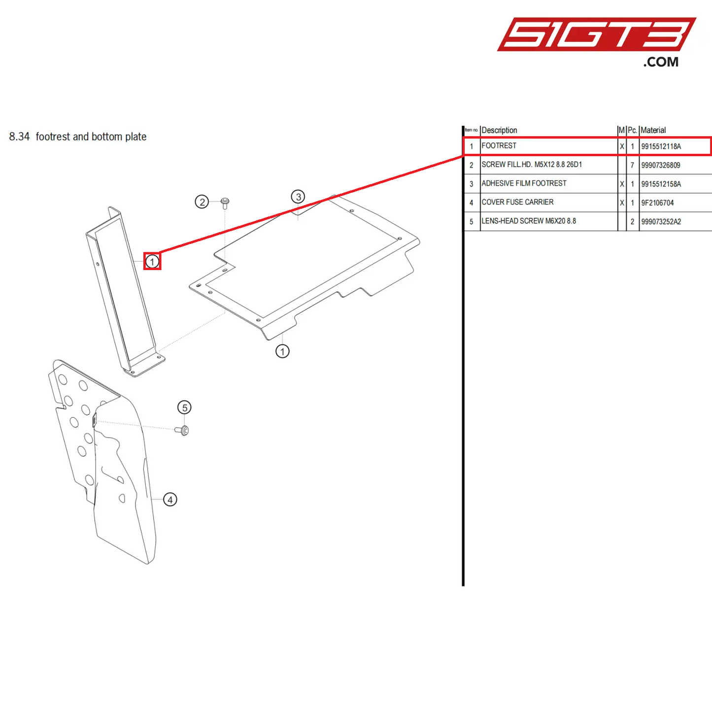 FOOTREST - 9915512118A [PORSCHE 718 Cayman GT4 Clubsport]