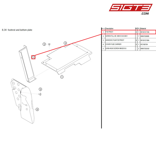 FOOTREST - 9915512118A [PORSCHE 718 Cayman GT4 Clubsport]