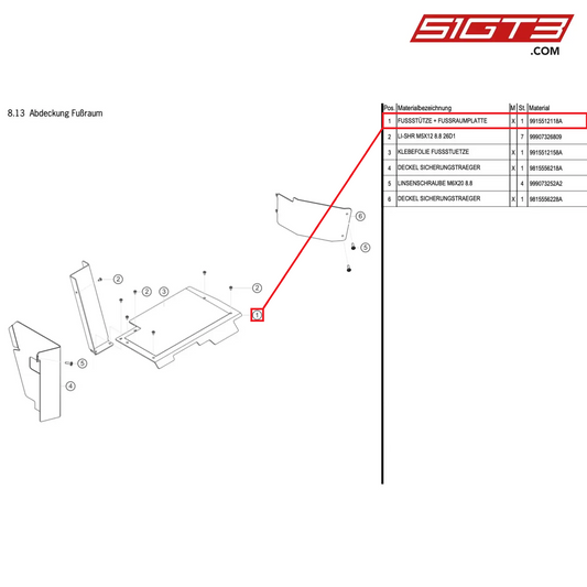 FOOTREST - 9915512118A [PORSCHE Cayman 981 GT4 Clubsport]