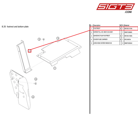 FOOTREST - 9915512118A [PORSCHE 718 Cayman GT4 RS Clubsport]