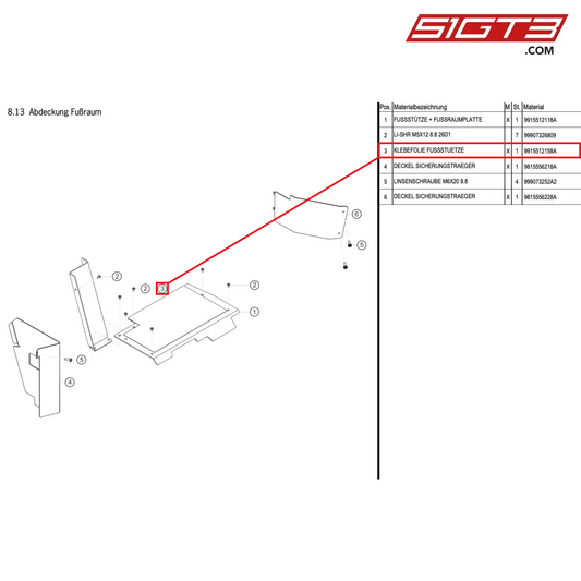 ADHESIVE FILM FOOTREST - 9915512158A [PORSCHE Cayman 981 GT4 Clubsport]