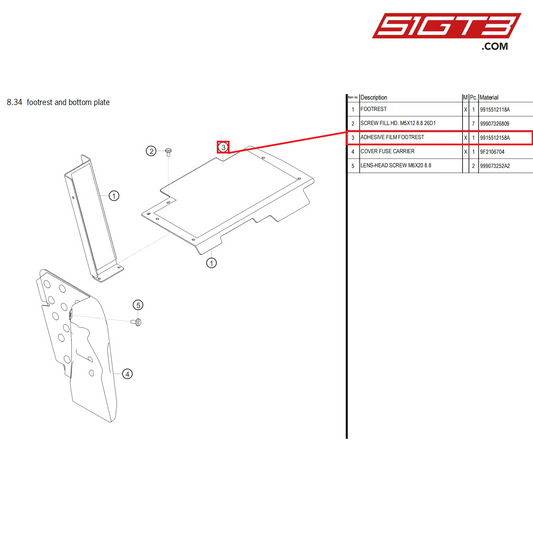 ADHESIVE FILM FOOTREST - 9915512158A [PORSCHE 718 Cayman GT4 Clubsport]