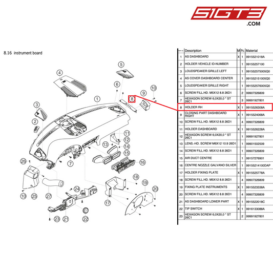 HOLDER RH - 9915526308A [PORSCHE 991.2 GT3 Cup]