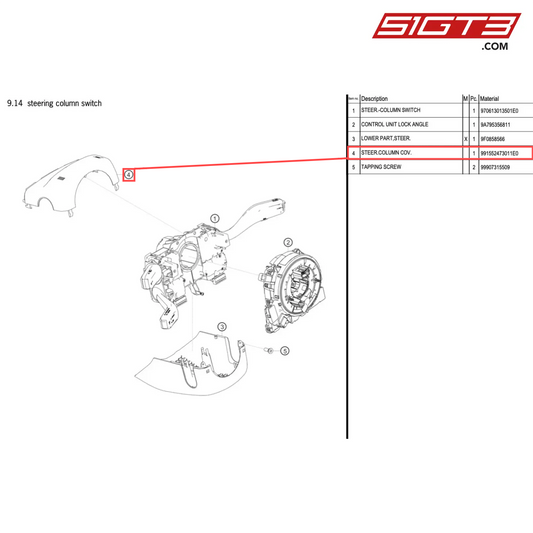 STEER.COLUMN COV. - 991552473011E0 [PORSCHE 718 Cayman GT4 Clubsport]