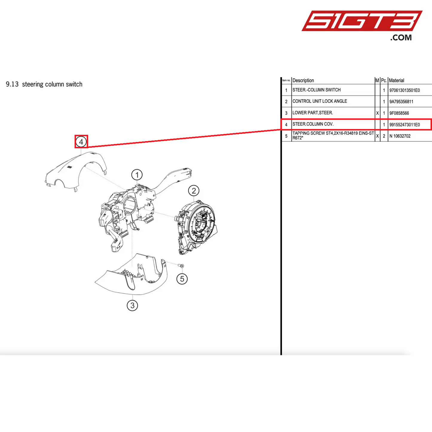 STEER.COLUMN COV. - 991552473011E0 [PORSCHE 911 GT2 RS Clubsport]