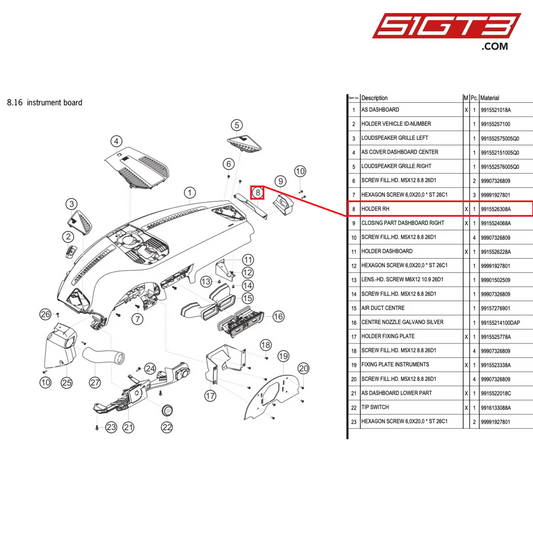 HOLDER RH - 9915526308A [PORSCHE 991.1 GT3 Cup]