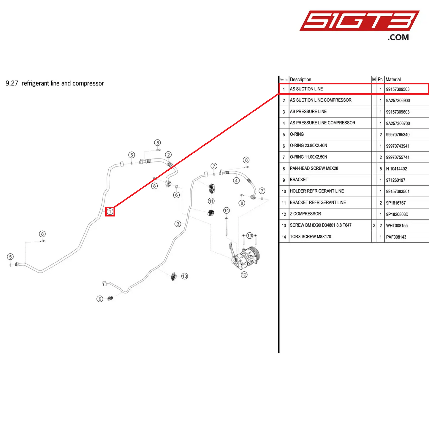 AS SUCTION LINE - 99157309503 [PORSCHE 911 GT2 RS Clubsport]