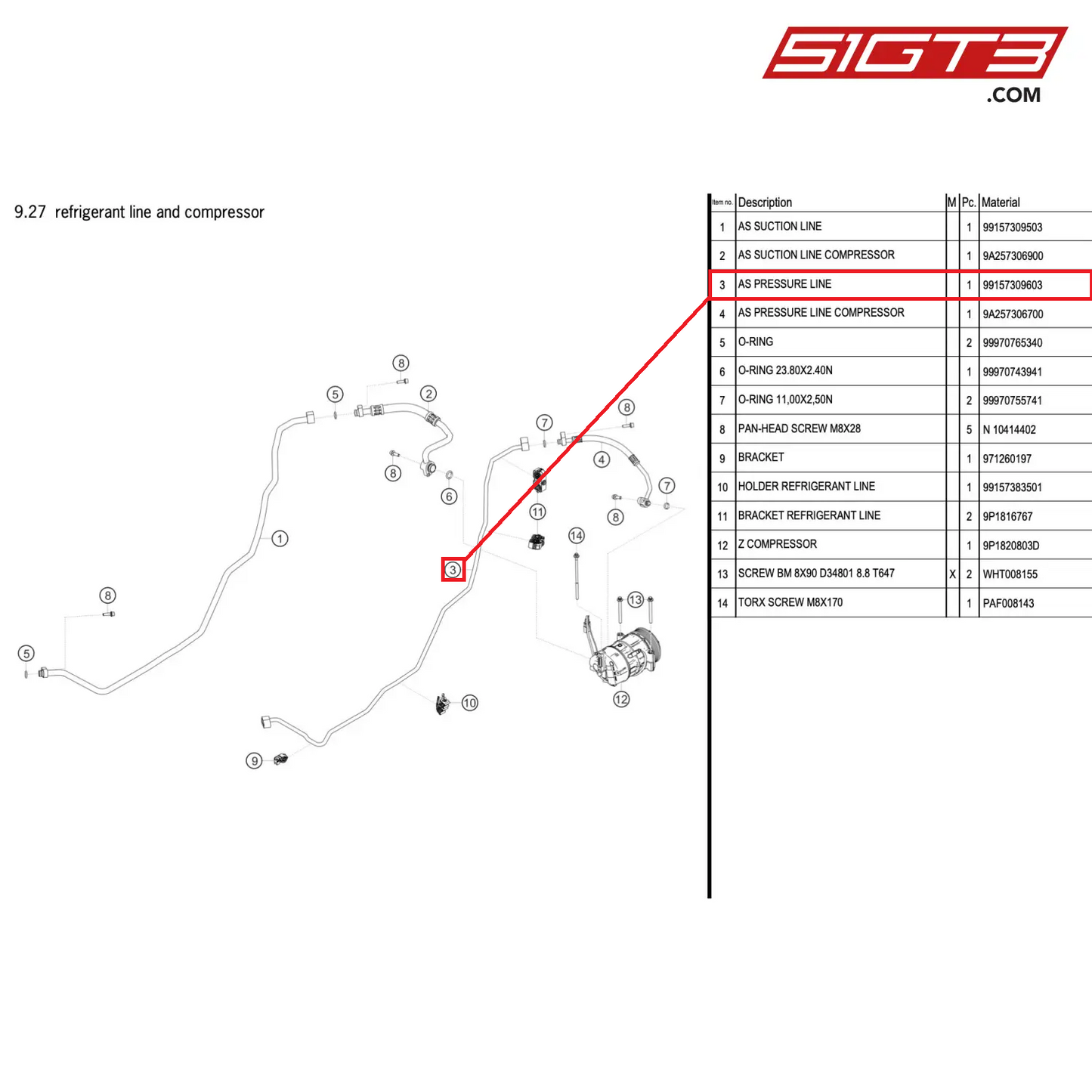 AS PRESSURE LINE - 99157309603 [PORSCHE 911 GT2 RS Clubsport]