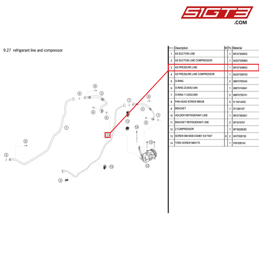 AS PRESSURE LINE - 99157309603 [PORSCHE 911 GT2 RS Clubsport]