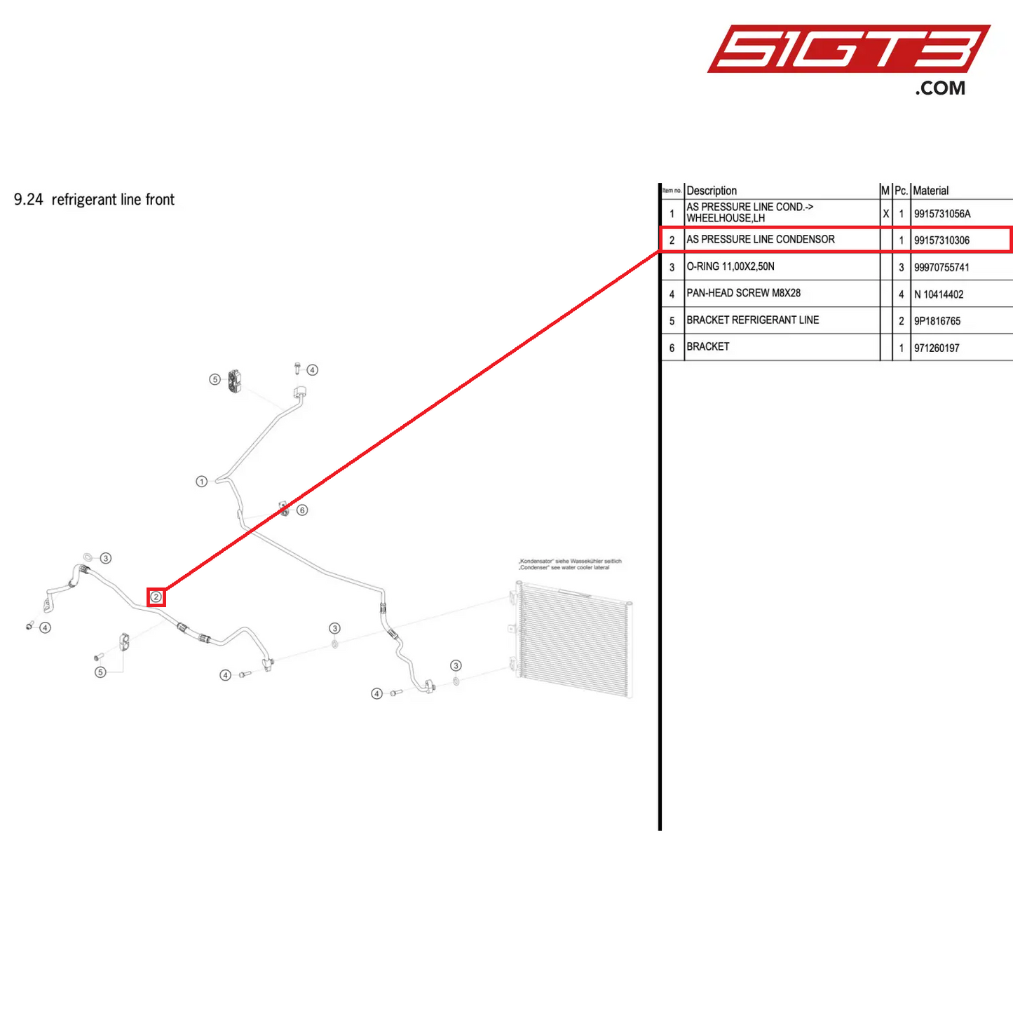 AS PRESSURE LINE CONDENSOR - 99157310306 [PORSCHE 911 GT2 RS Clubsport]