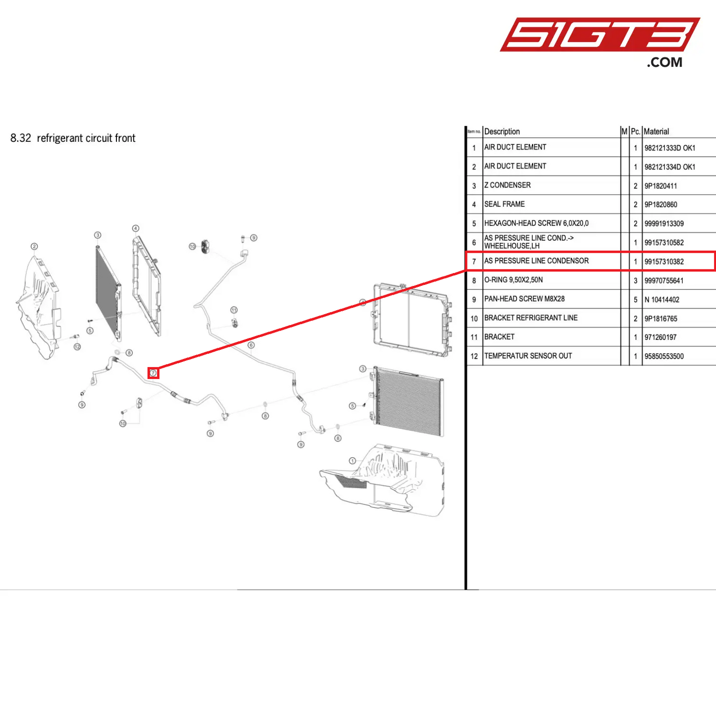 AS PRESSURE LINE CONDENSOR - 99157310382 [PORSCHE 718 Cayman GT4 RS Clubsport]