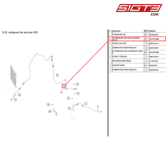 AS PRESSURE LINE DRYER->EXPANS.VALVE - 9915731086B [PORSCHE 911 GT2 RS Clubsport]