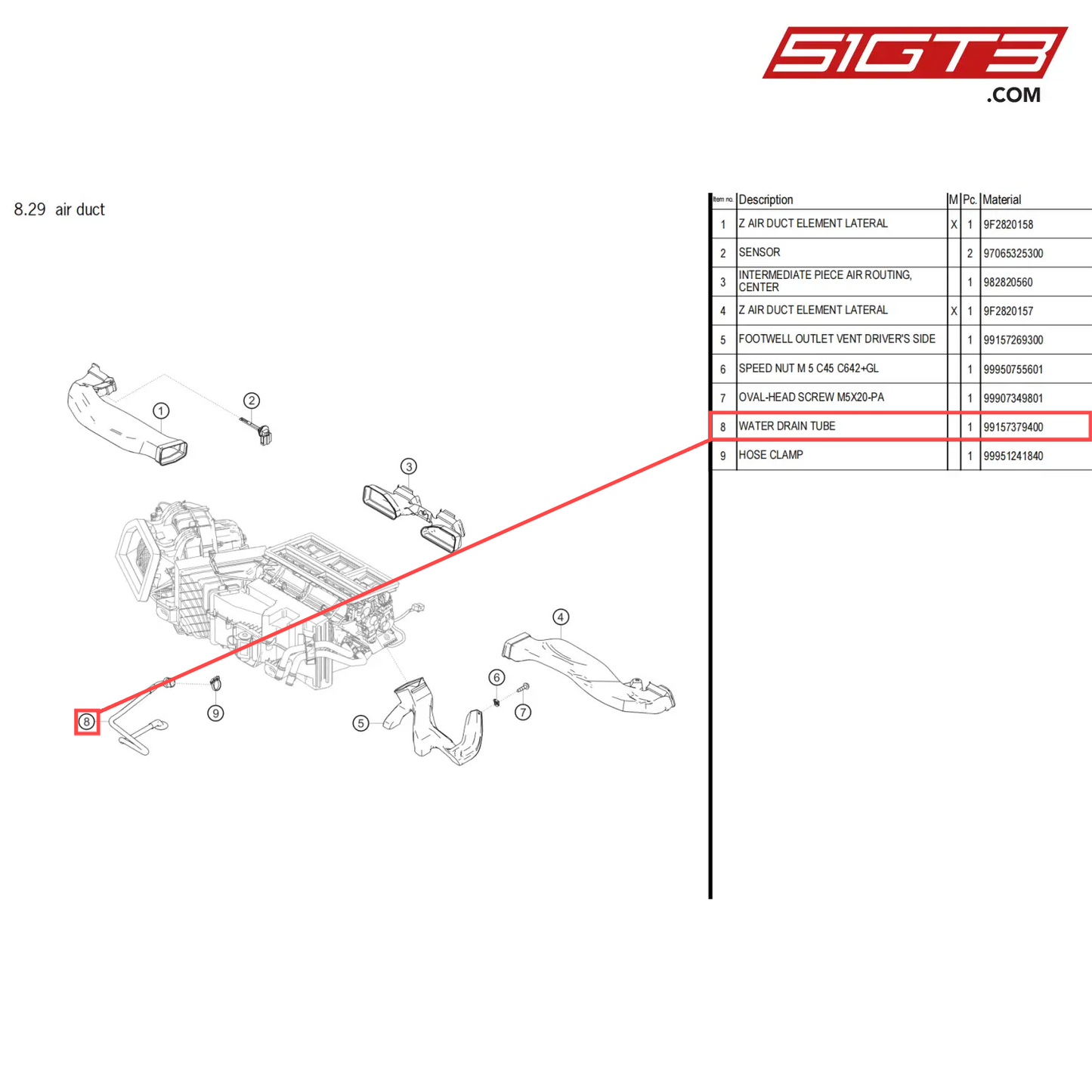 WATER DRAIN TUBE - 99157379400 [PORSCHE 718 Cayman GT4 Clubsport]