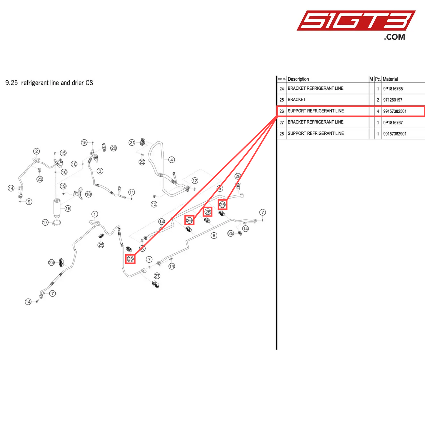 SUPPORT REFRIGERANT LINE - 99157382501 [PORSCHE 911 GT2 RS Clubsport]