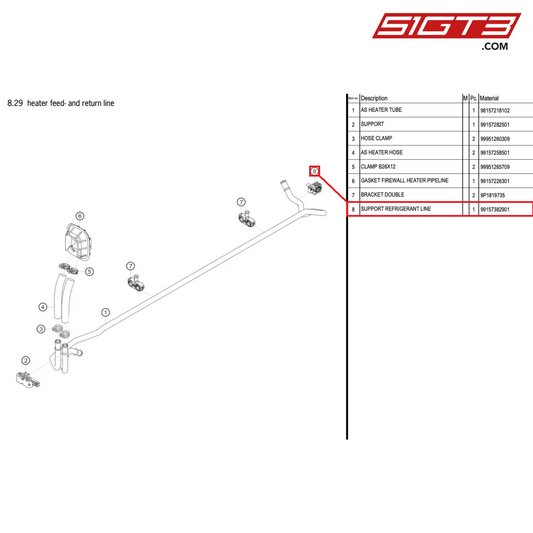 SUPPORT REFRIGERANT LINE - 99157382901 [PORSCHE 718 Cayman GT4 RS Clubsport]