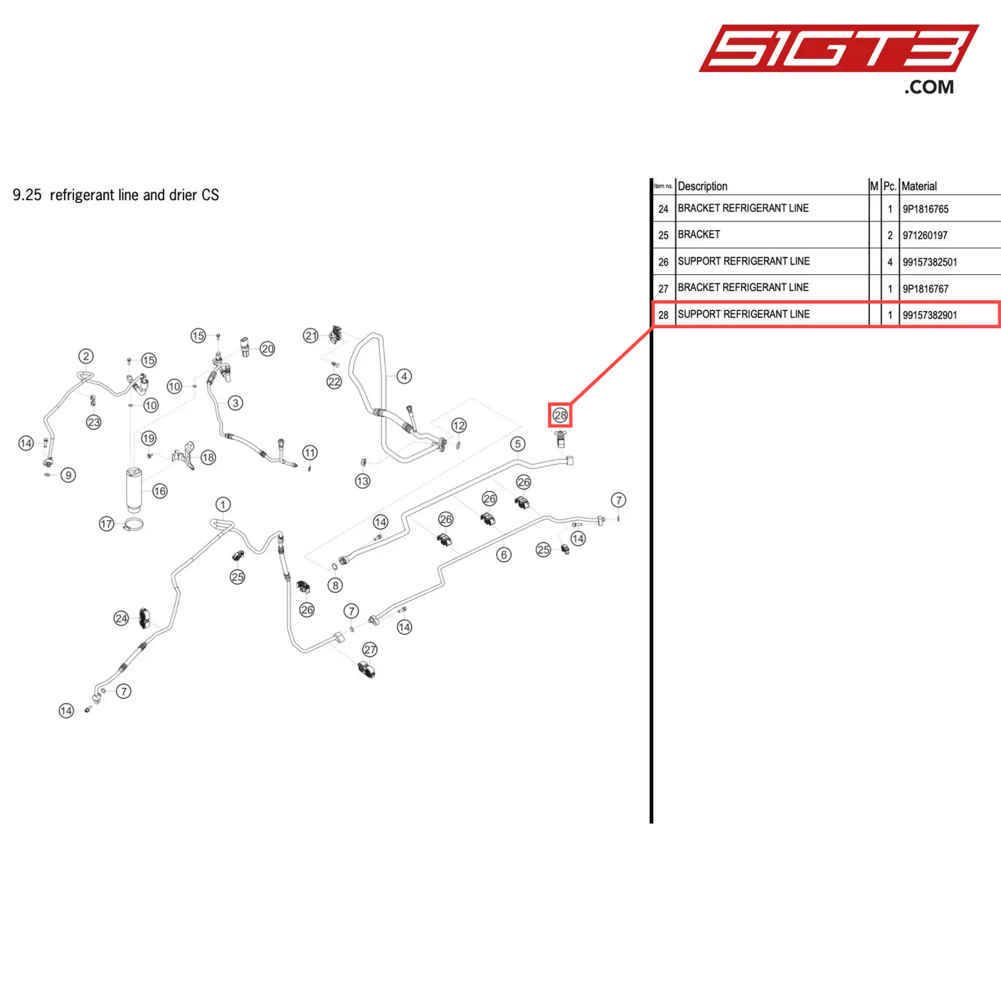 SUPPORT REFRIGERANT LINE - 99157382901 [PORSCHE 911 GT2 RS Clubsport]