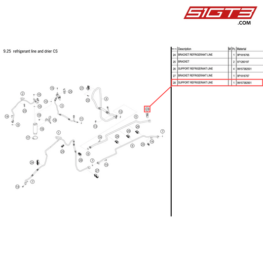 SUPPORT REFRIGERANT LINE - 99157382901 [PORSCHE 911 GT2 RS Clubsport]