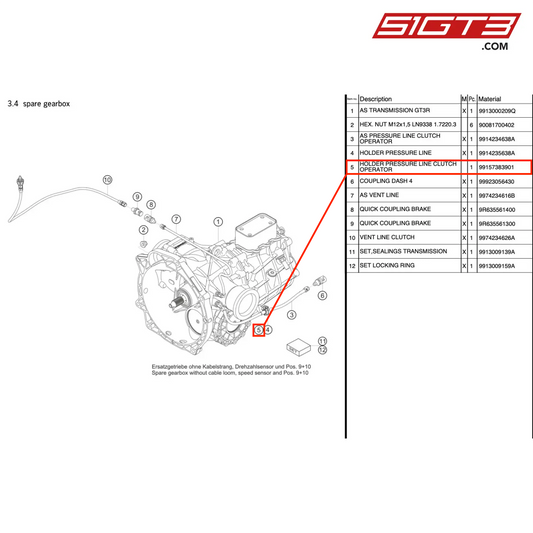 HOLDER PRESSURE LINE CLUTCH OPERATOR - 99157383901 [PORSCHE 991.1 GT3 R]