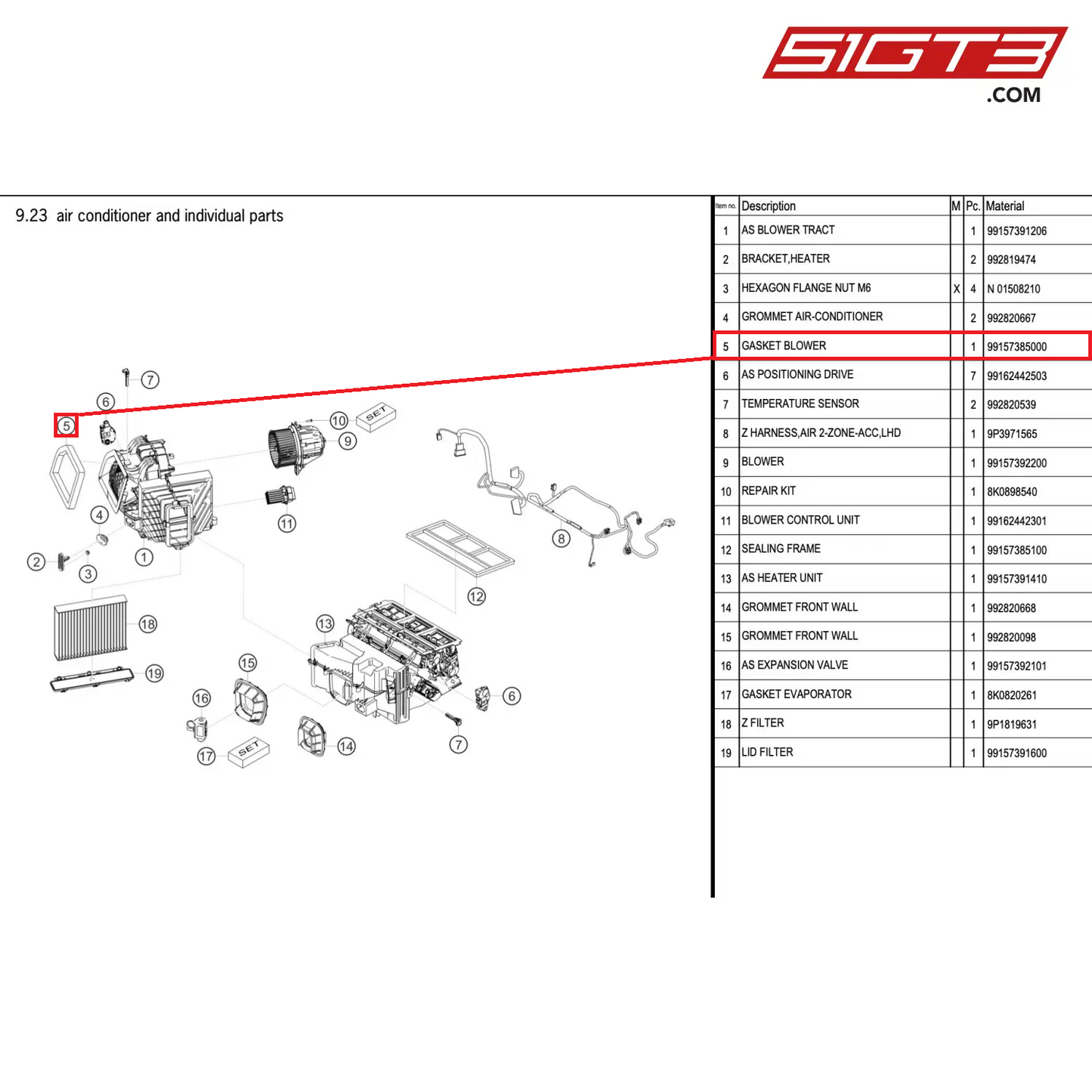 GASKET BLOWER - 99157385000 [PORSCHE 911 GT2 RS Clubsport]